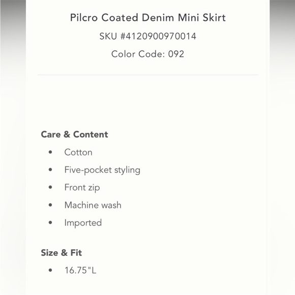 Pilcro Light Blue with silver metallic Mini Skirt - Picture 5 of 10